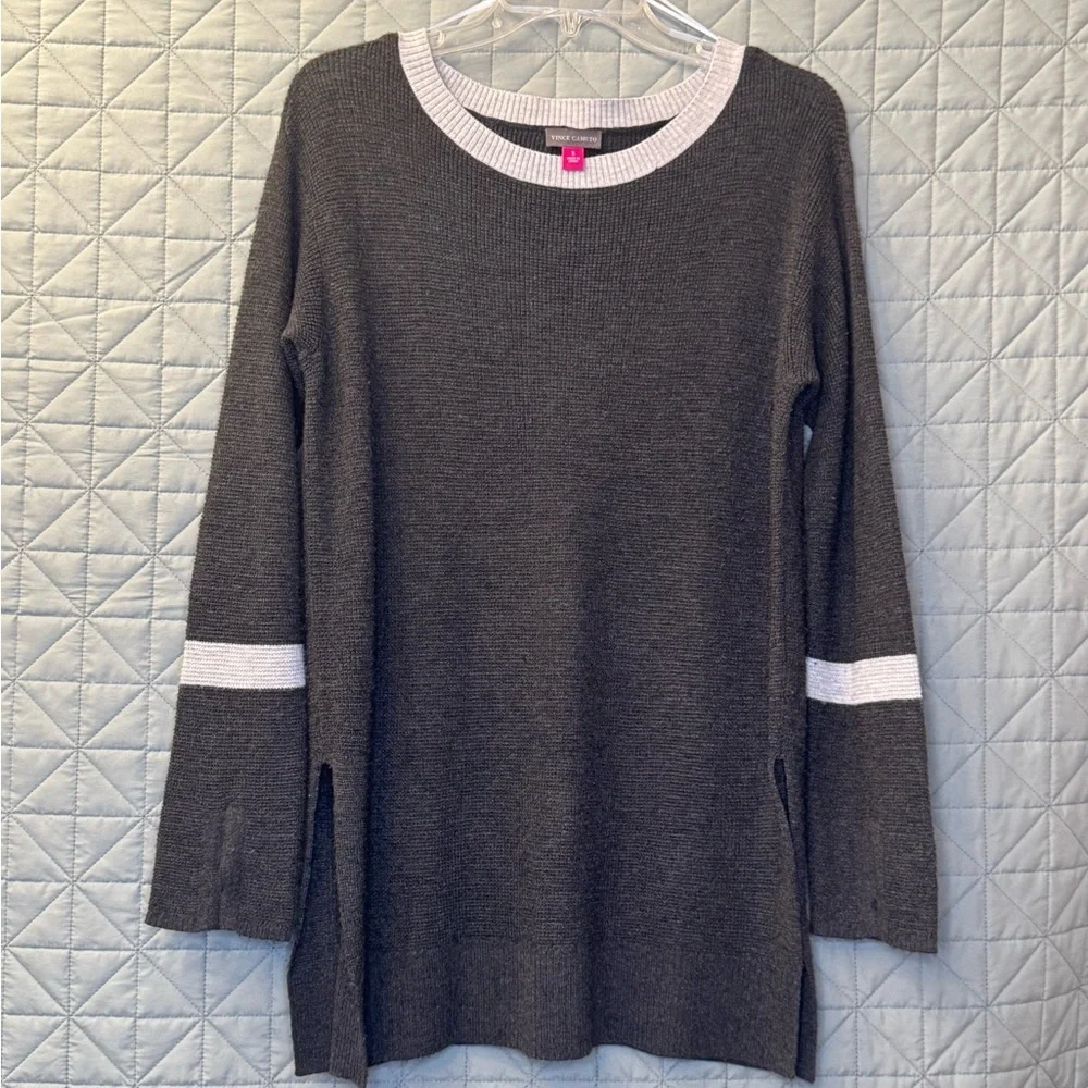 Vince Camuto Charcoal and Light Gray Knit Sweater